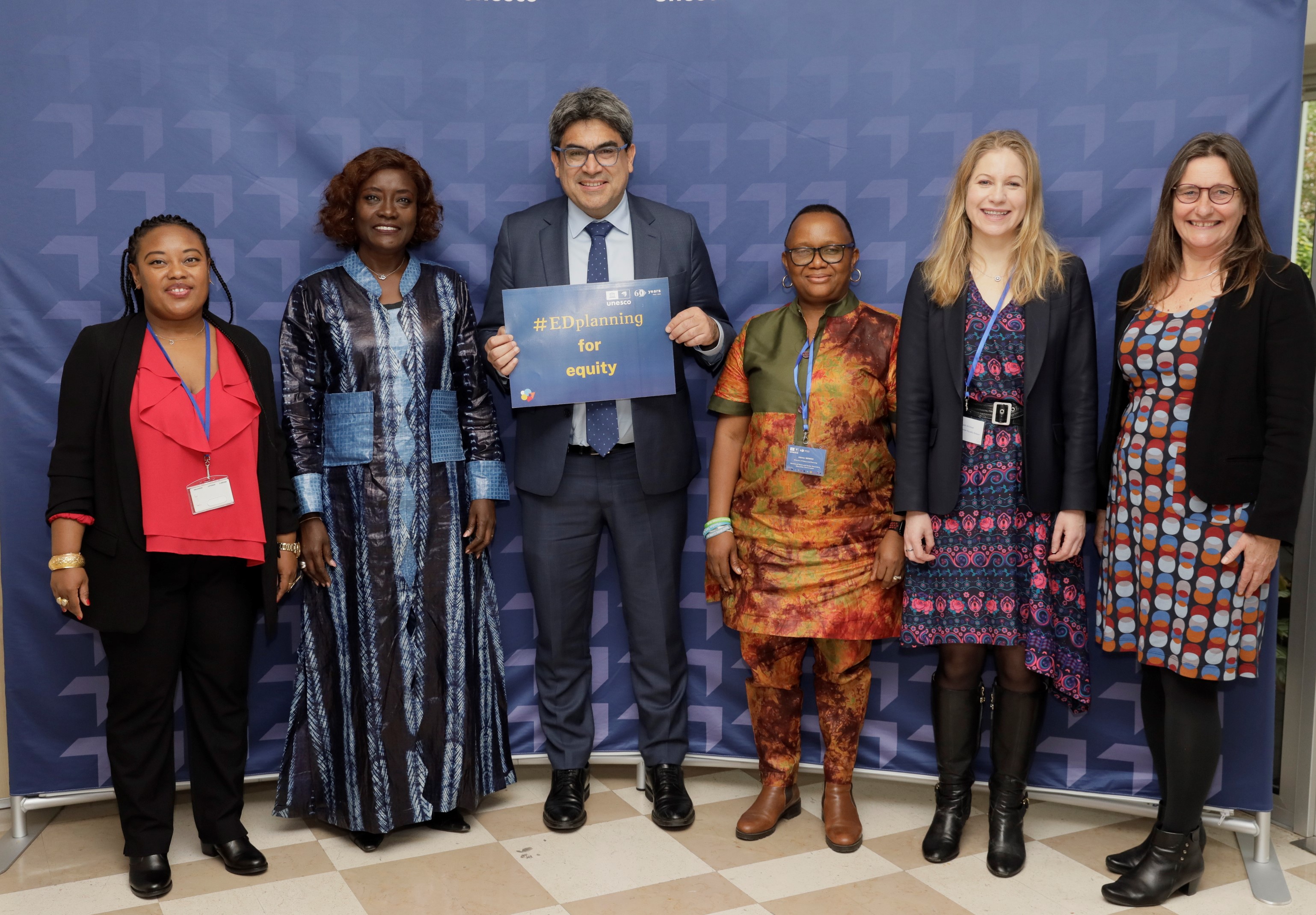 ©IIEP-UNESCO Caption: IIEP Director Martín Benavides with speakers of the panel session on equity at IIEP's 60th Anniversary Symposium. From left to right: Fabricia Devignes (IIEP), H.E. Ms Mariatou Koné (Minister of National Education and Literacy, Côte d'Ivoire), Martín Benavides (IIEP), Adama Momoh (Ministry of Basic and Senior Secondary Education, Sierra Leone), Elspeth McOmish (UNESCO), and Pauline Rose (IIEP Governing Board member, REAL Centre, University of Cambridge)