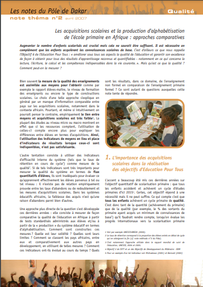 Les acquisitions scolaires 