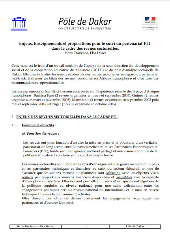 enseignements et propositions